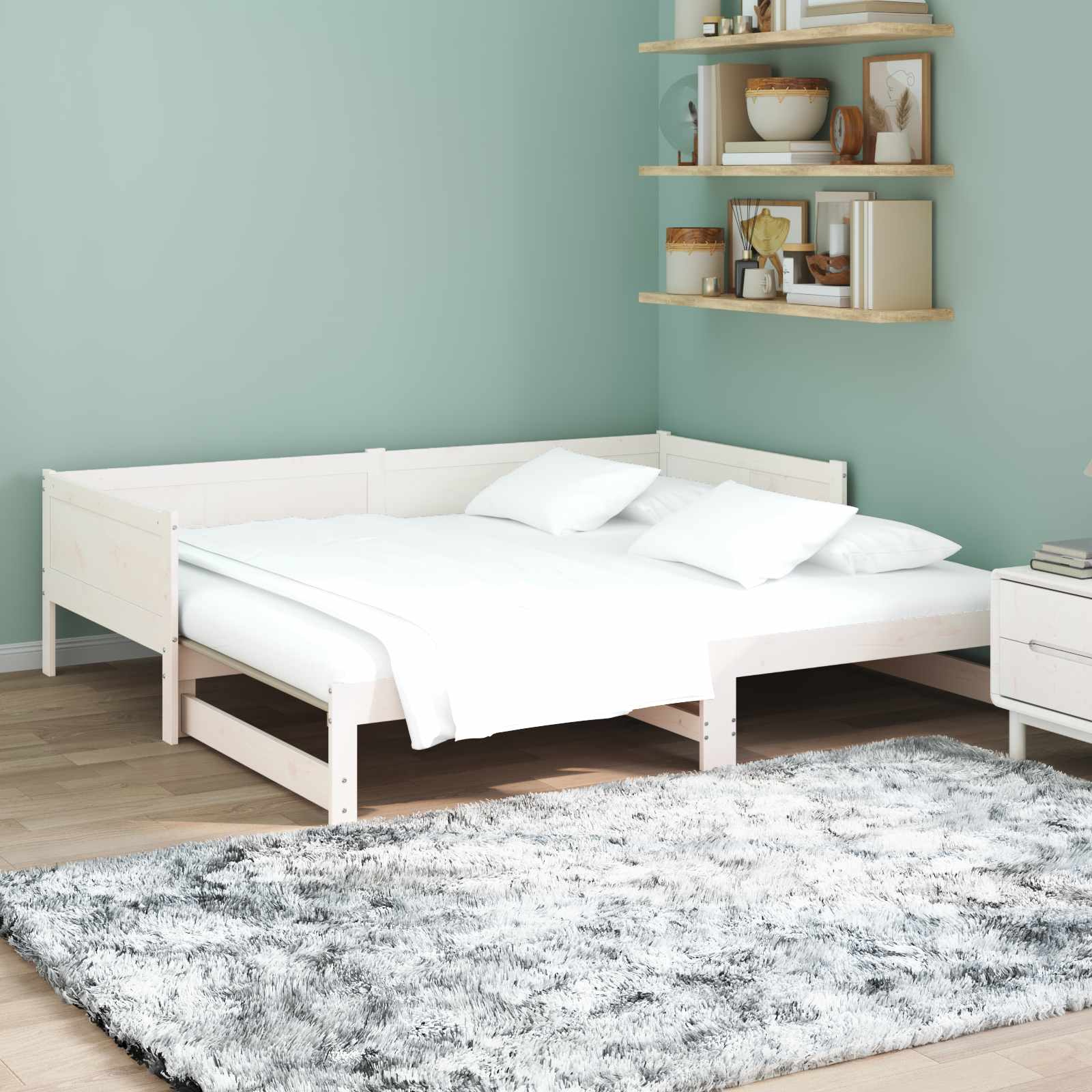 Letto Giorno Estraibile Bianco 180 x 200 cm Pino massello | homemem39
