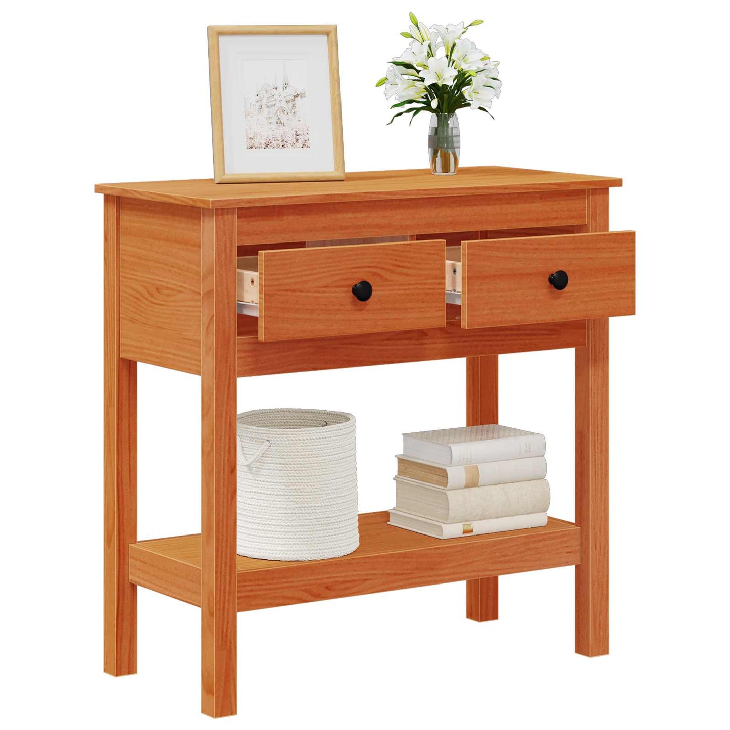 Tavolo consolle con cassetto Marrone cerato 75 x 35 x 75 cm | homemem39
