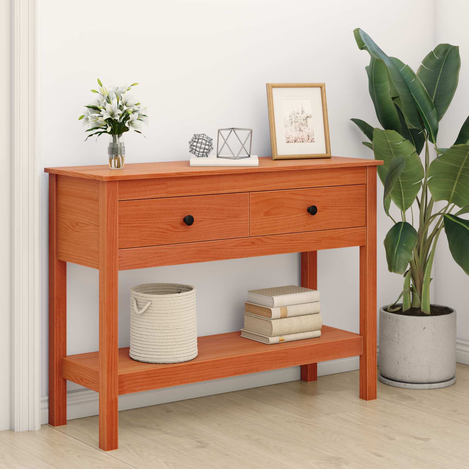 Tavolo consolle con cassetto Marrone cerato 100 x 35 x 75 cm | homemem39