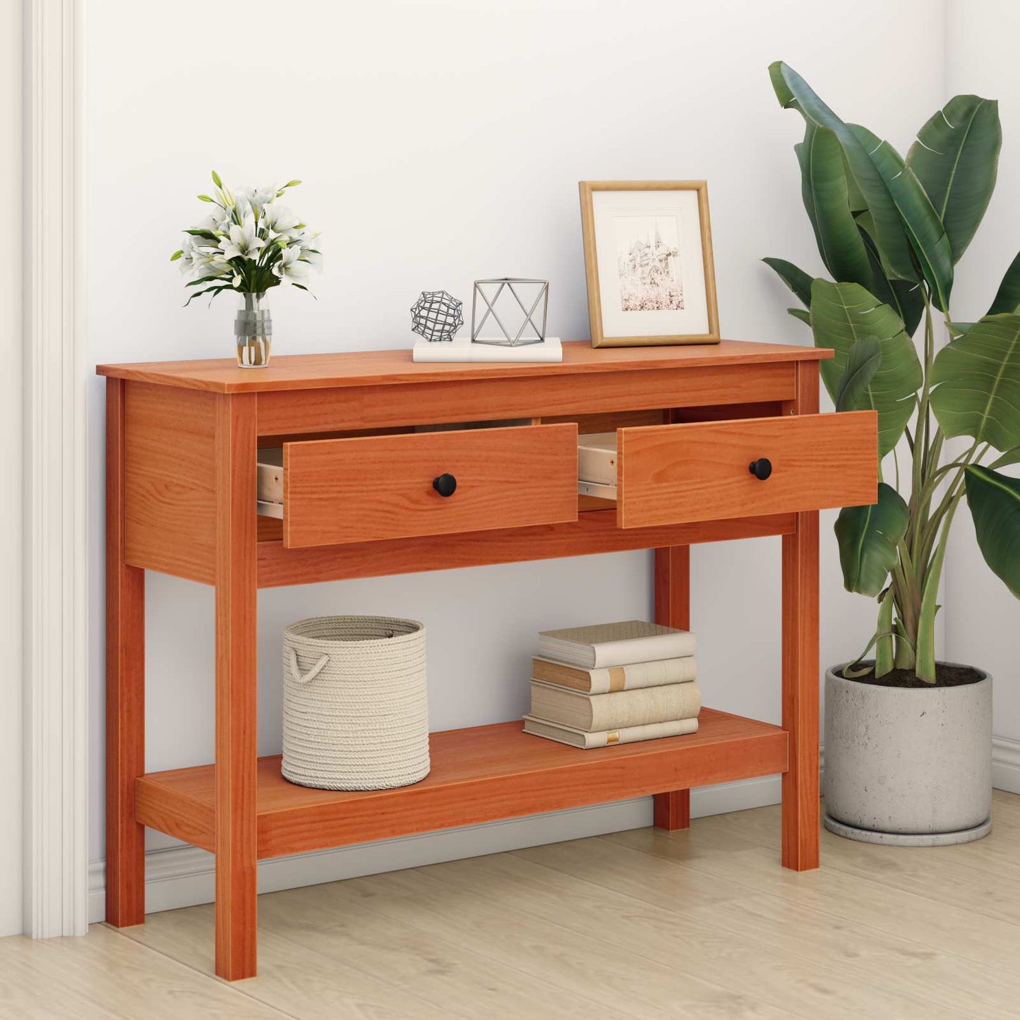 Tavolo consolle con cassetto Marrone cerato 100 x 35 x 75 cm | homemem39