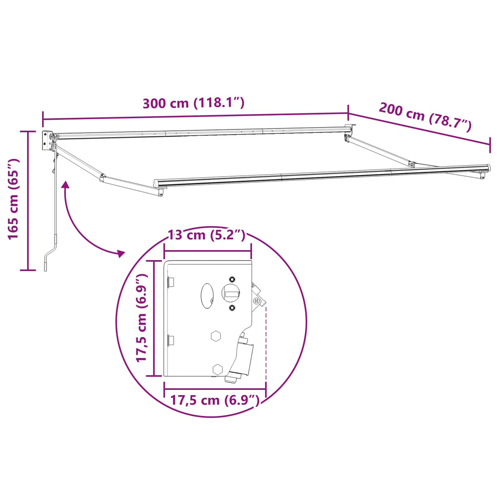 Struttura della tenda elettrica retrattile Bianco 3 x 2 m | homemem39