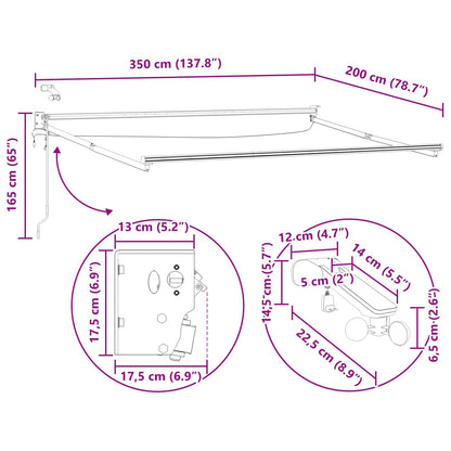 Struttura della tenda elettrica retrattile Bianco 3,5 x 2 m