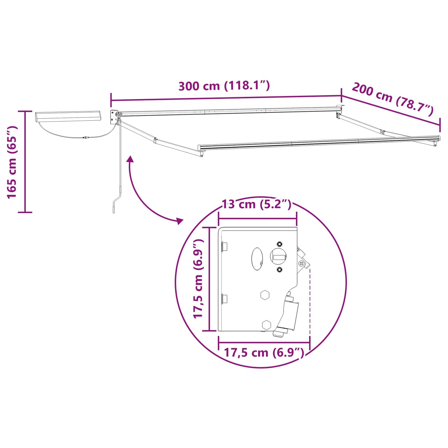 Struttura della tenda elettrica retrattile Bianco 3 x 2 m | homemem39