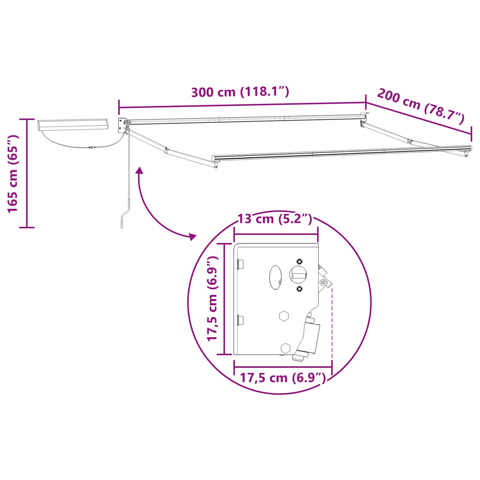 Struttura della tenda elettrica retrattile Antracite 3 x 2 m | homemem39