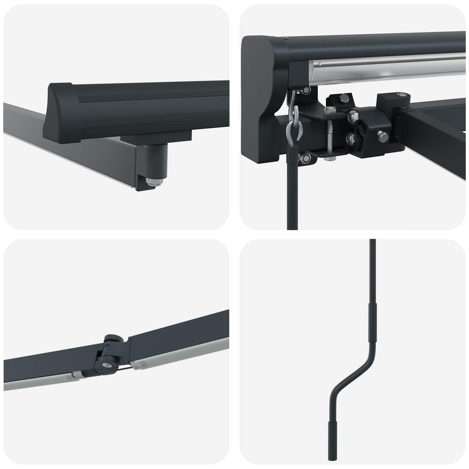 Cornice per Tenda Manuale con LED Antracite 4 × 3 m Alluminio | homemem39