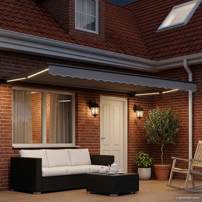 Cornice per Tenda Manuale con LED Antracite 4 × 3 m Alluminio | homemem39