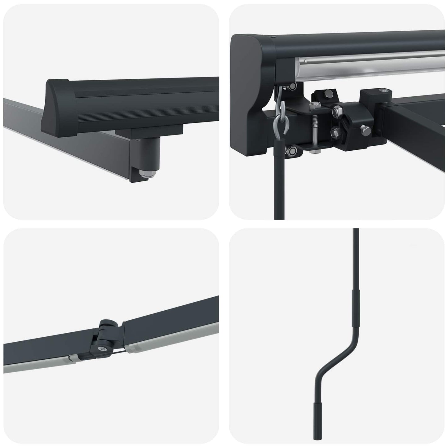 Cornice per Tenda Manuale con LED Antracite 4,5 × 3 m Alluminio | homemem39