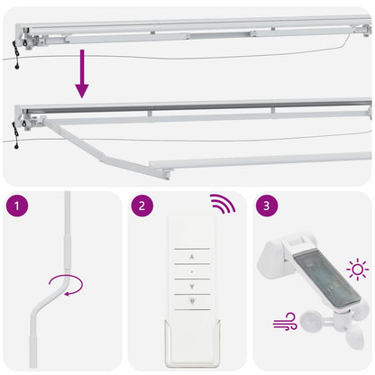 Telaio tenda elettrica con LED Bianco 4 × 3 m Alluminio