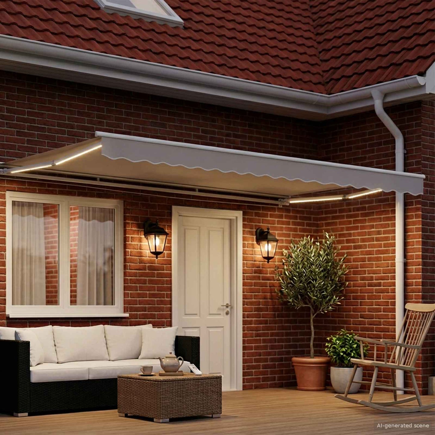 Telaio tenda elettrica con LED Bianco 4 × 3,5 m Alluminio | homemem39