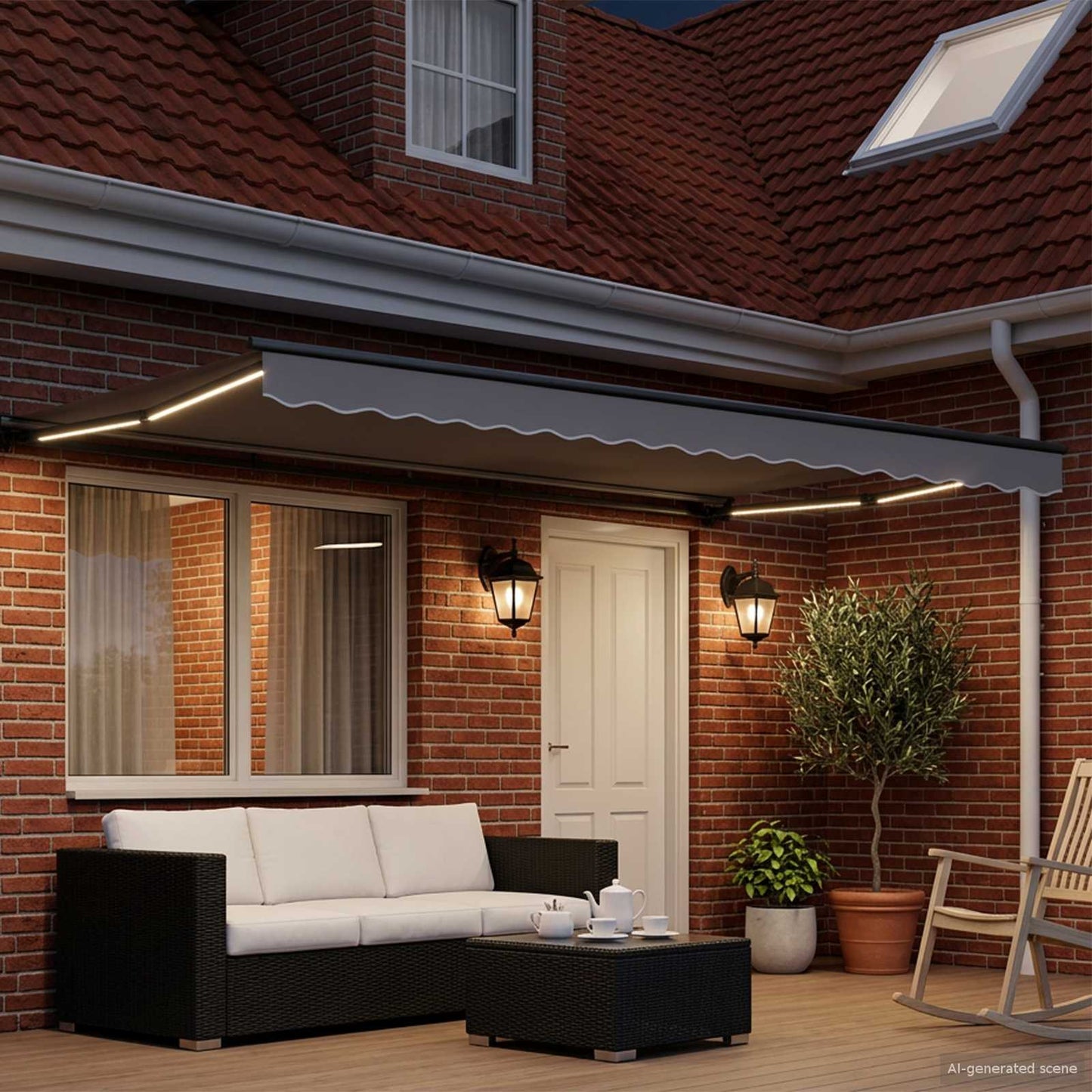 Telaio tenda elettrica con LED Antracite 5 x 3 m Alluminio | homemem39