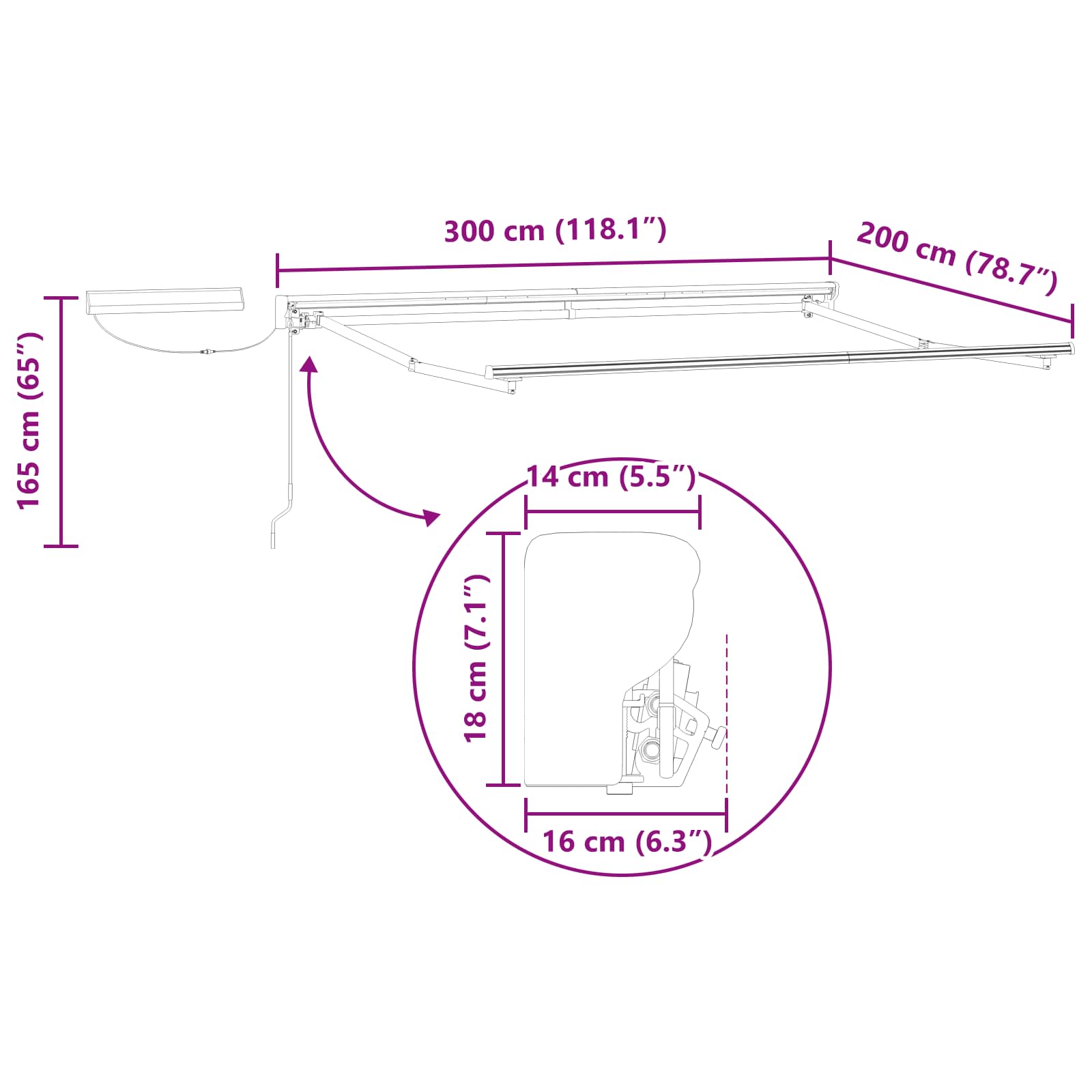 Struttura della tenda elettrica retrattile Bianco 3 x 2 m | homemem39