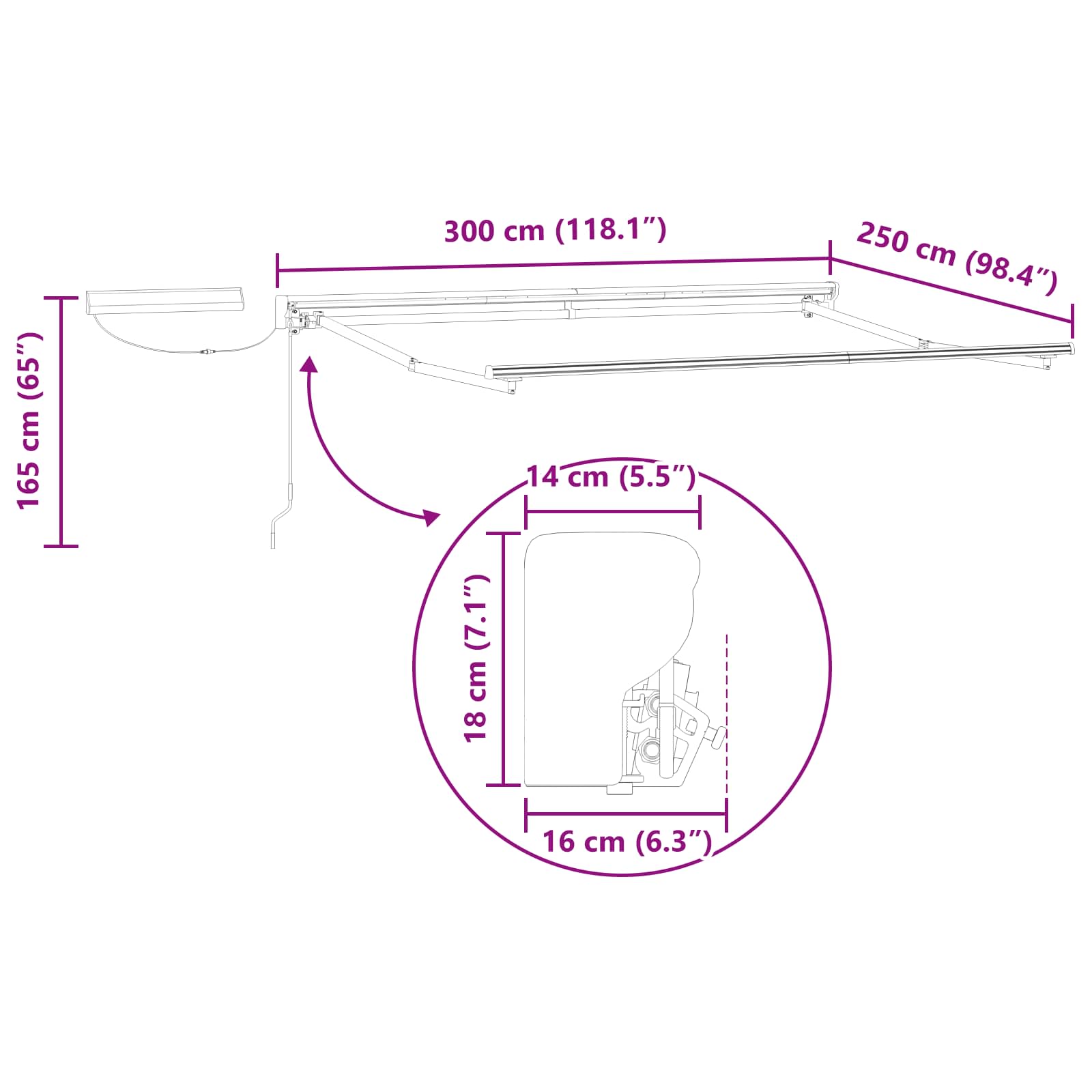 Struttura della tenda elettrica retrattile Bianco 3 x 2,5 m | homemem39