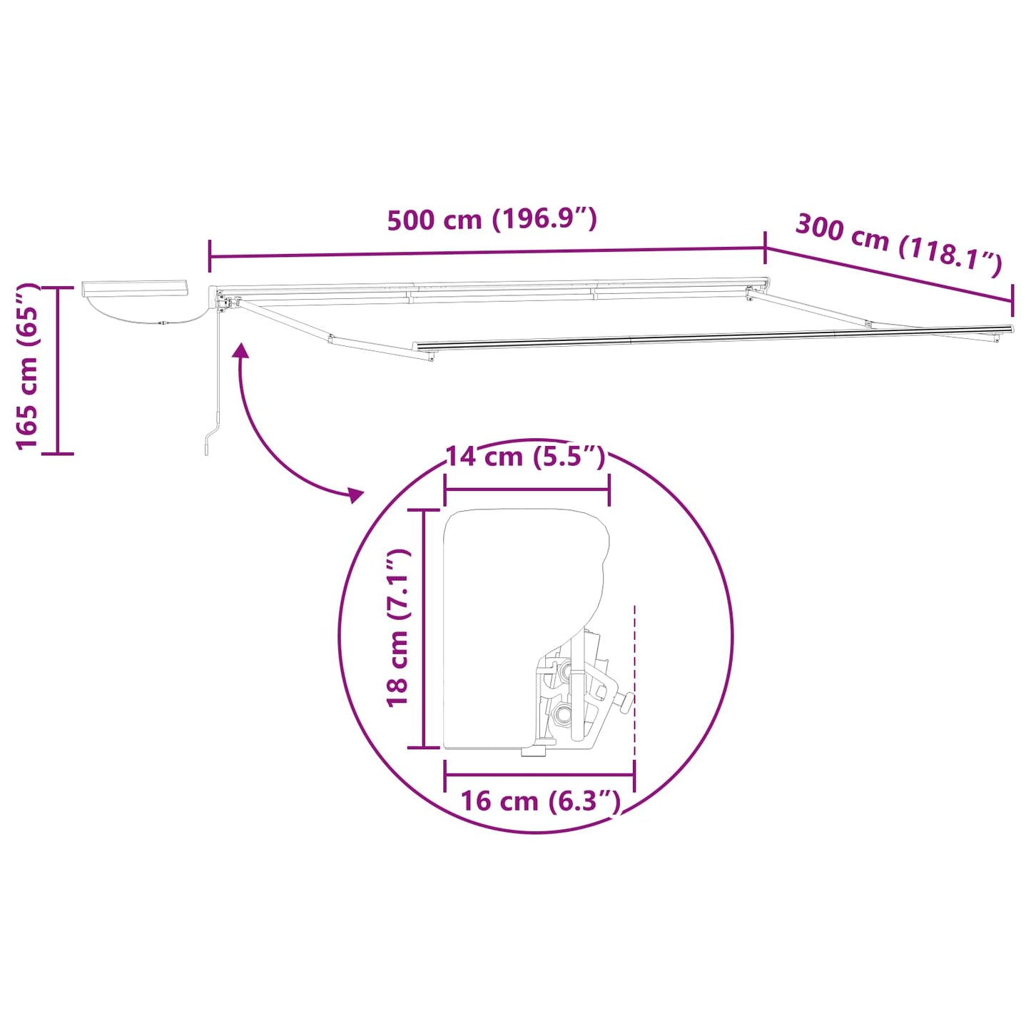 Struttura della tenda elettrica retrattile Bianco 5 x 3 m | homemem39