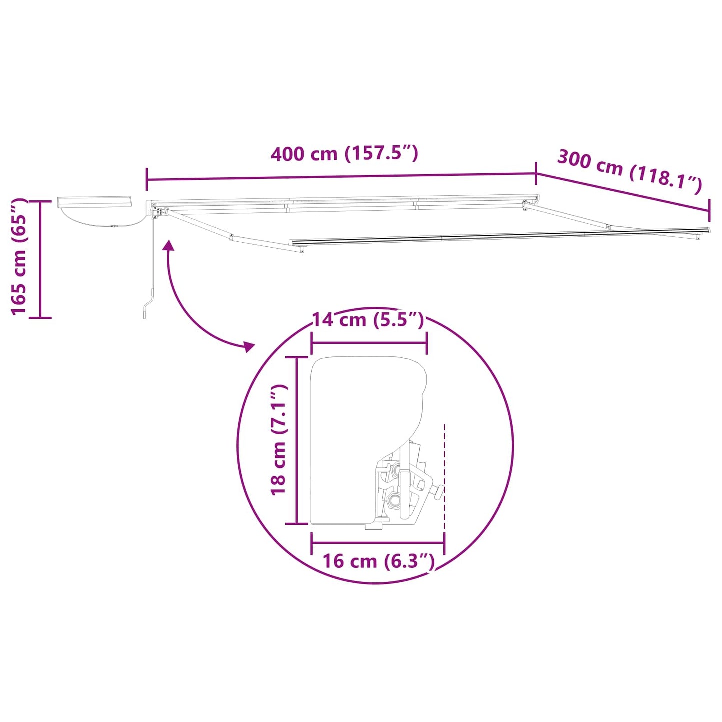 Struttura della tenda elettrica retrattile Antracite 4 × 3 m | homemem39