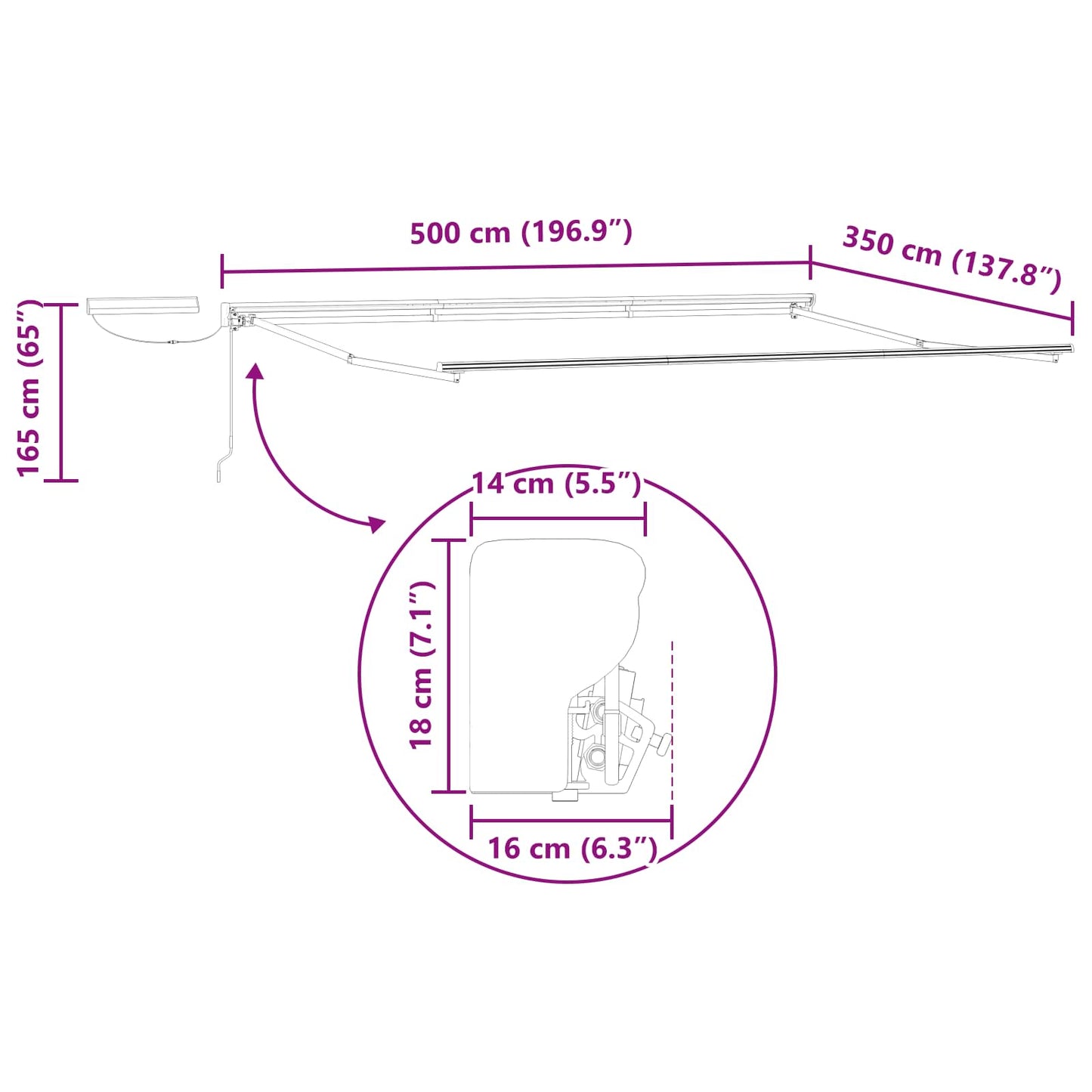 Struttura della tenda elettrica retrattile Antracite 5 × 3,5 m | homemem39