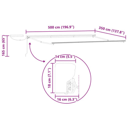Struttura della tenda elettrica retrattile Antracite 5 × 3,5 m