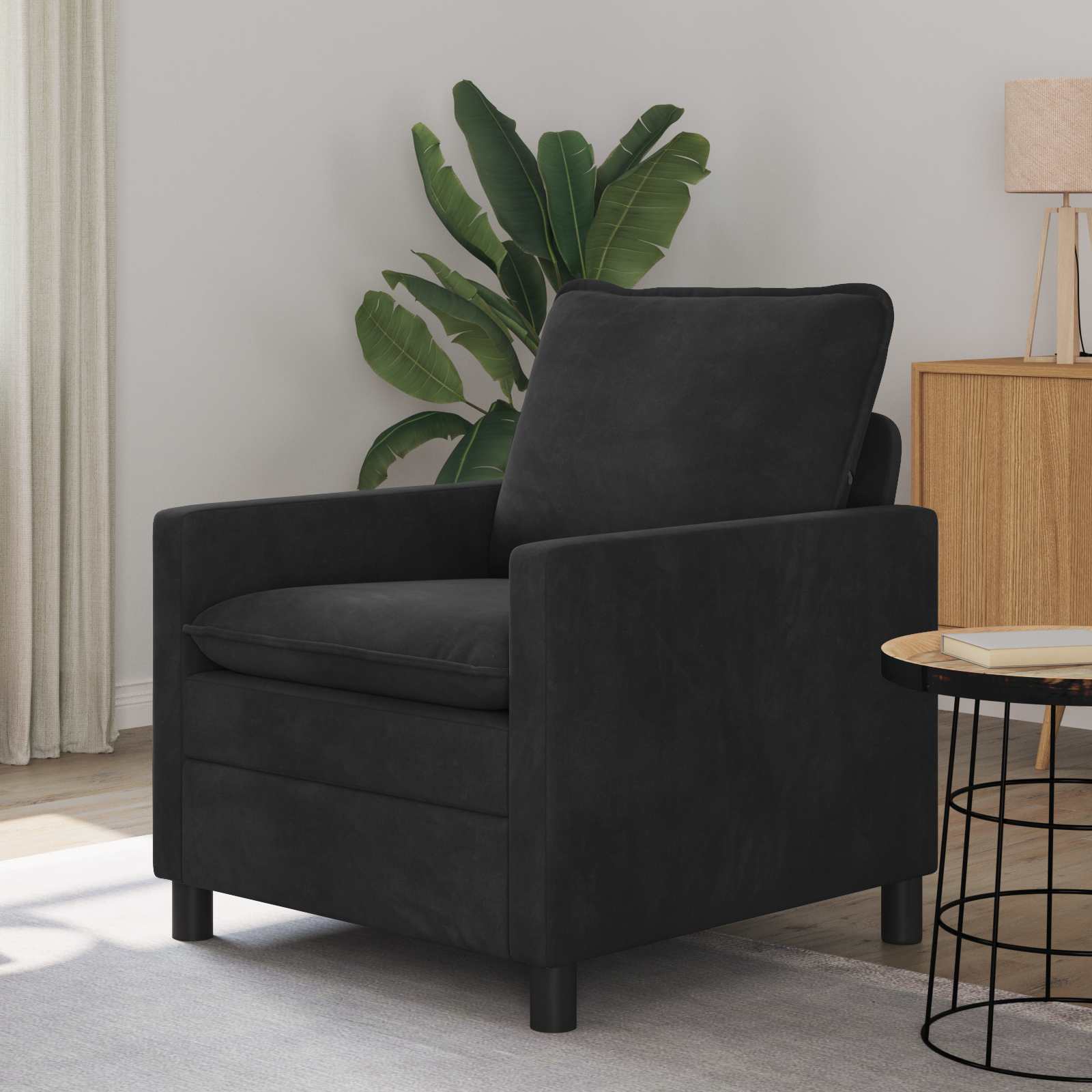 Divano Nero 76 x 81 x 87,5 cm Velluto | homemem39