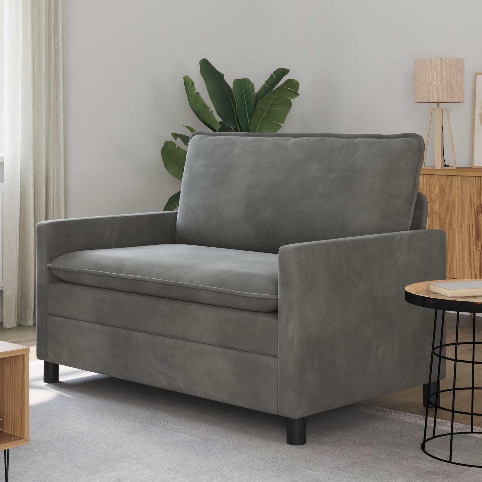 Divano Grigio Scuro 126 x 81 x 87,5 cm Velluto | homemem39