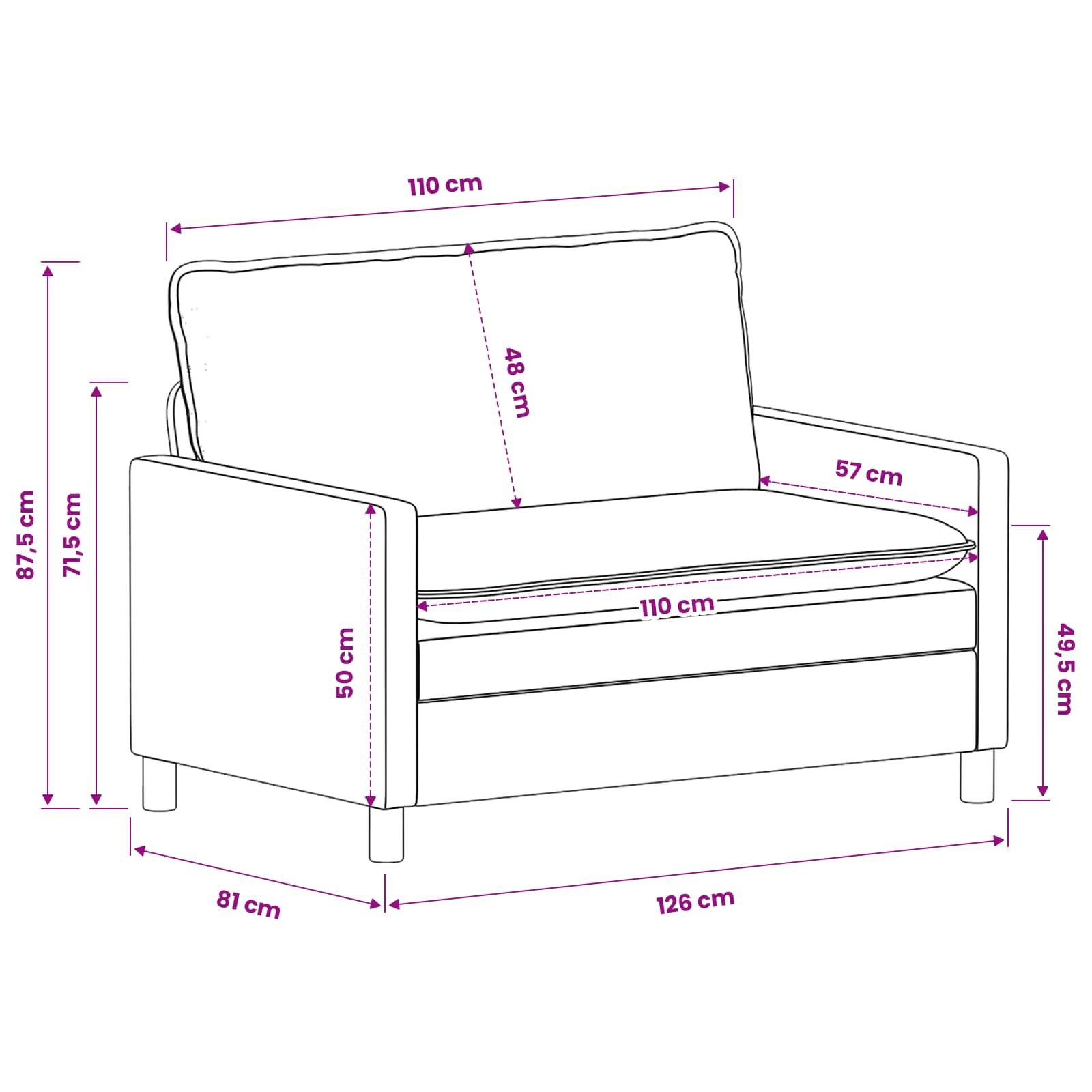Divano Nero 126 x 81 x 87,5 cm Poliestere | homemem39