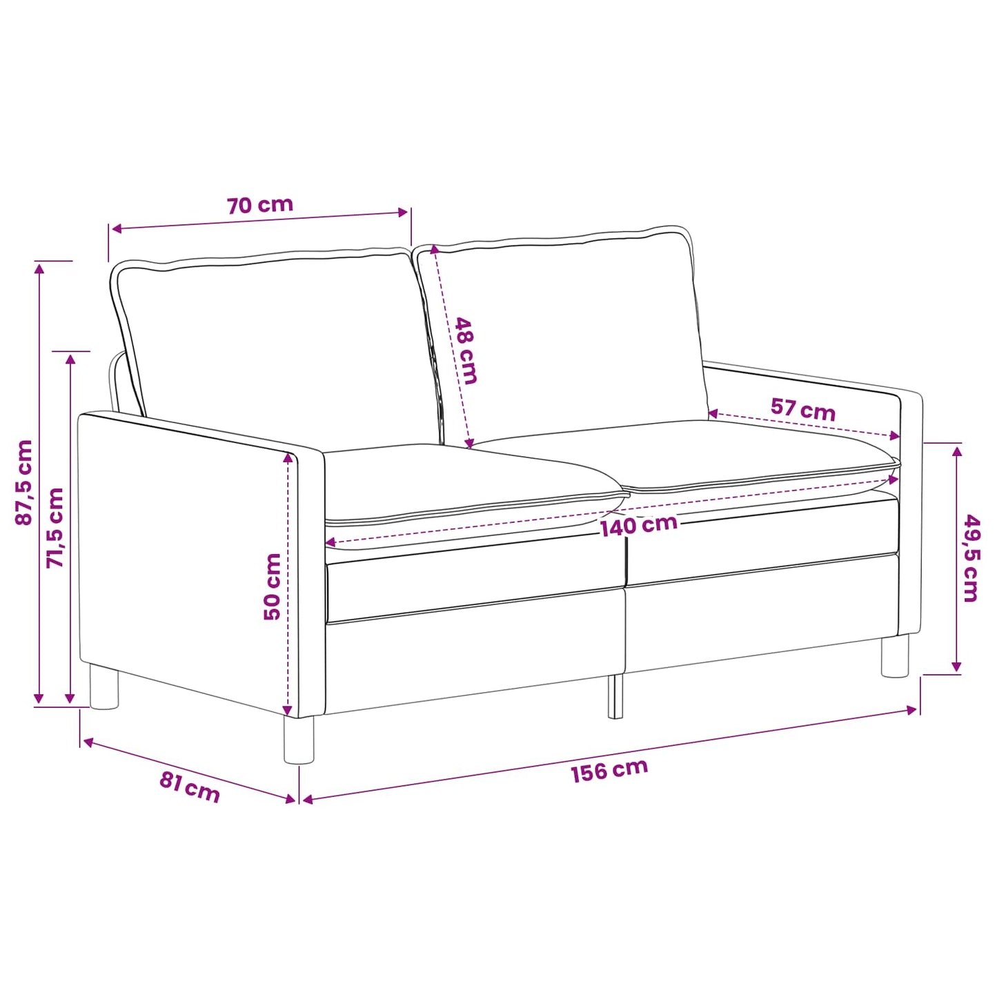 Divano Blu 156 x 81 x 87,5 cm Poliestere | homemem39