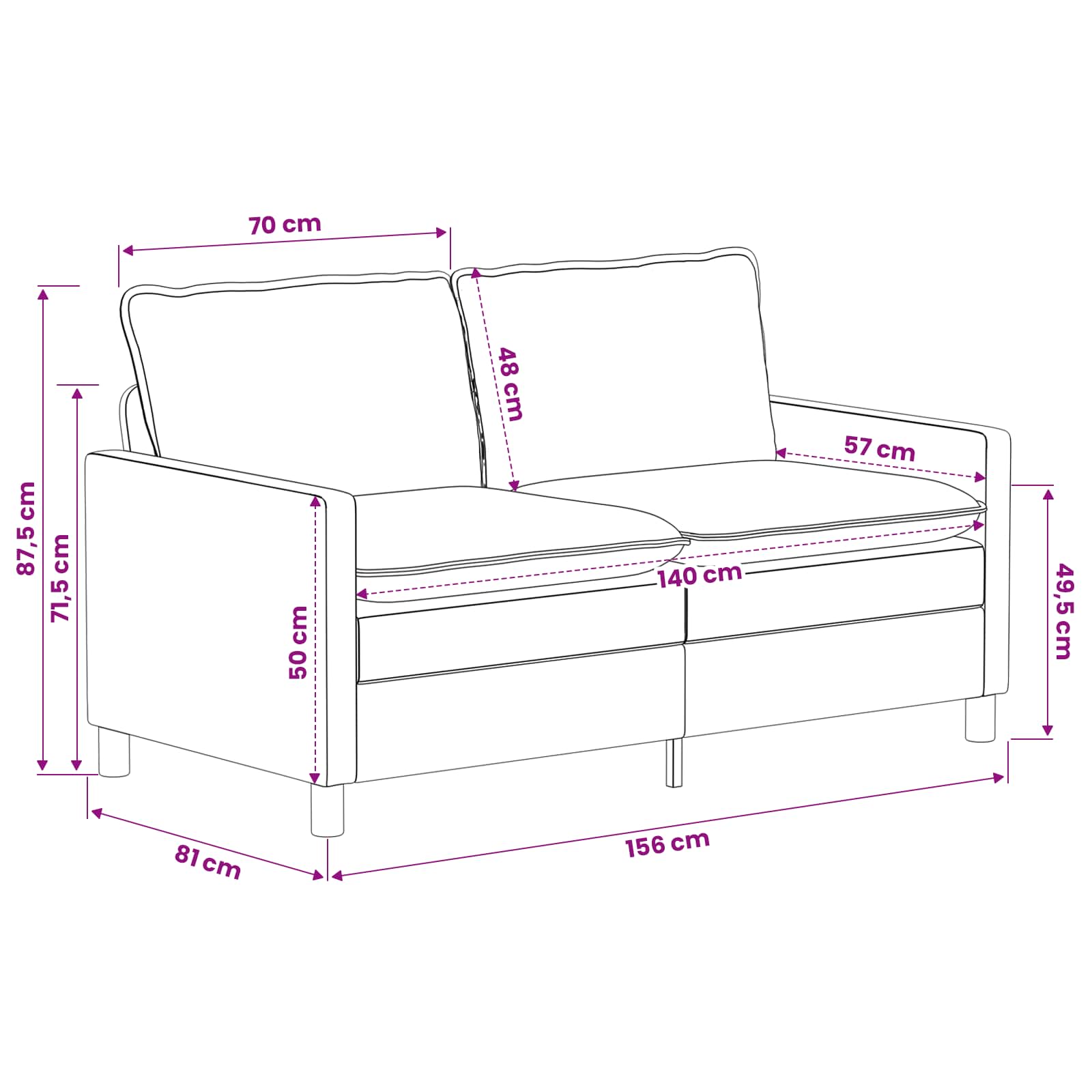 Divano Blu navy 156 x 81 x 87,5 cm Poliestere | homemem39