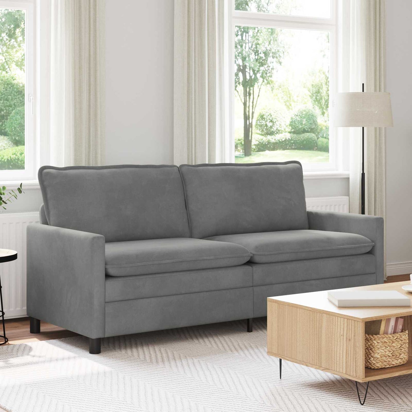Divano Grigio Scuro 196 x 81 x 87,5 cm Velluto | homemem39