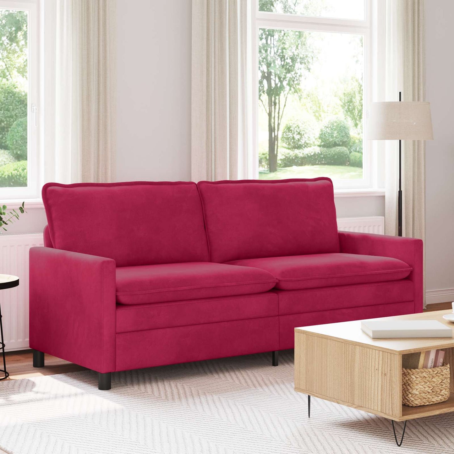 Divano Rosso Vino 196 x 81 x 87,5 cm Velluto | homemem39