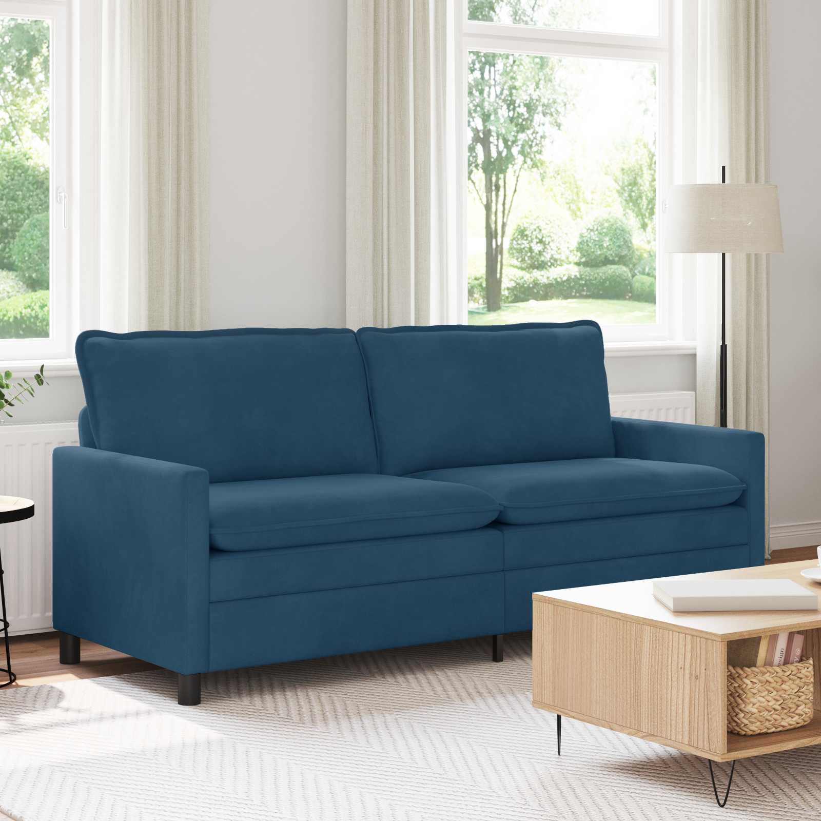 Divano Blu 196 x 81 x 87,5 cm Velluto | homemem39