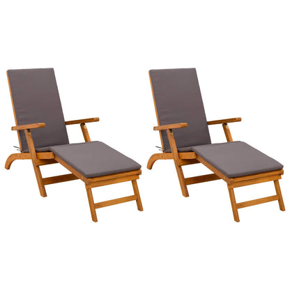 Lettino prendisole reclinabile e pieghevole 2 pcs Grigio | homemem39