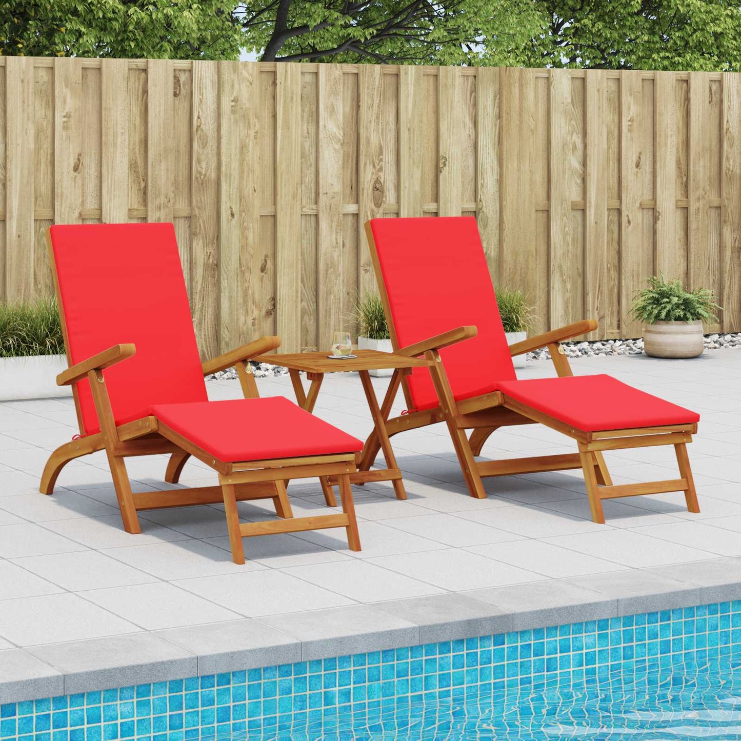 Lettino prendisole reclinabile e pieghevole 2 pcs Rosso