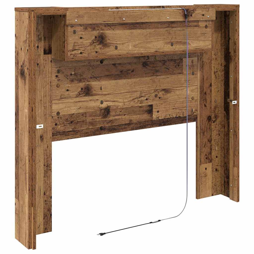 Testiera di stoccaggio con LED Legno antico