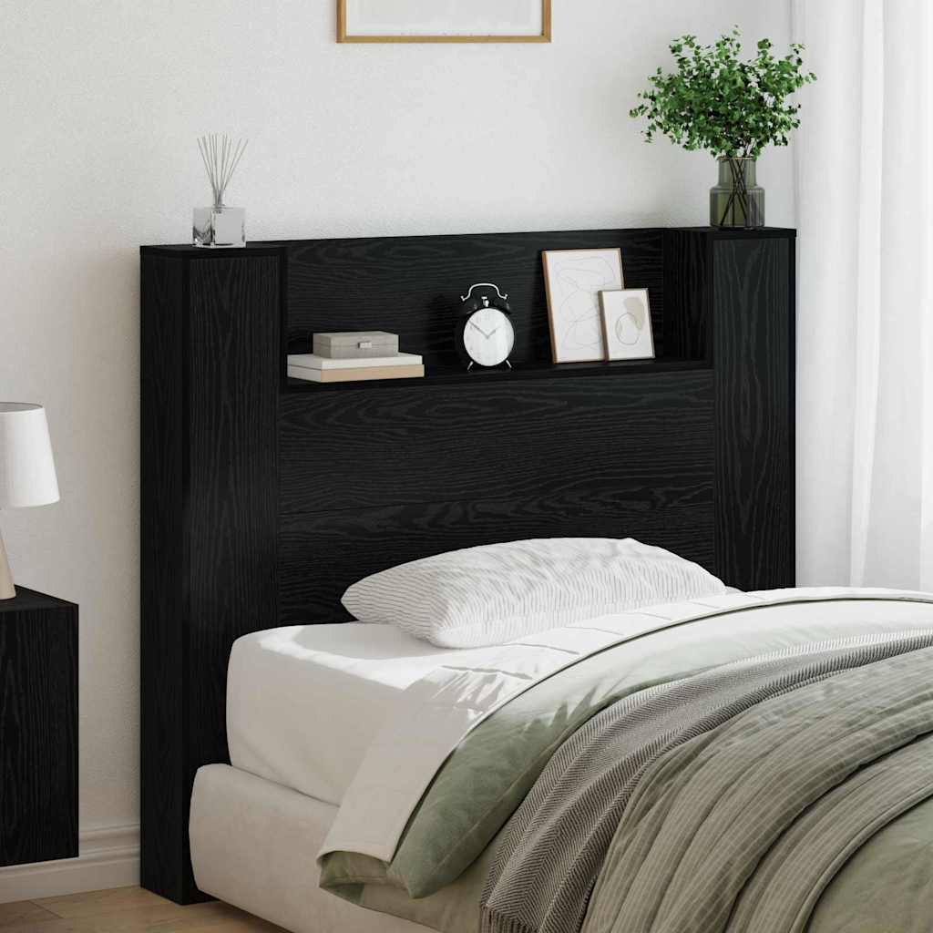 Testiera di stoccaggio con LED Rovere Nero Legno ingegnerizzato