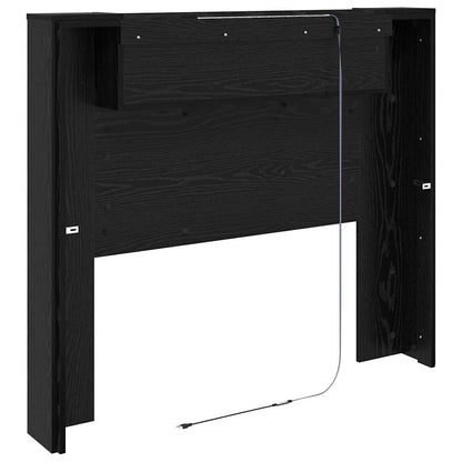 Testiera di stoccaggio con LED Rovere Nero Legno ingegnerizzato