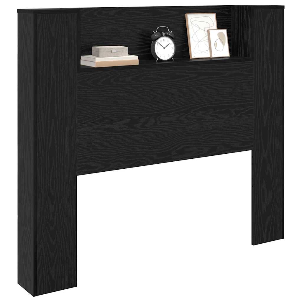 Testiera di stoccaggio con LED Rovere Nero Legno ingegnerizzato
