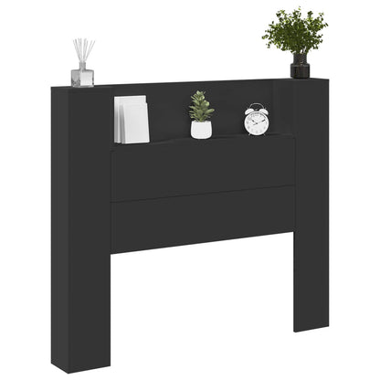 Testiera di stoccaggio con LED Nero Legno ingegnerizzato