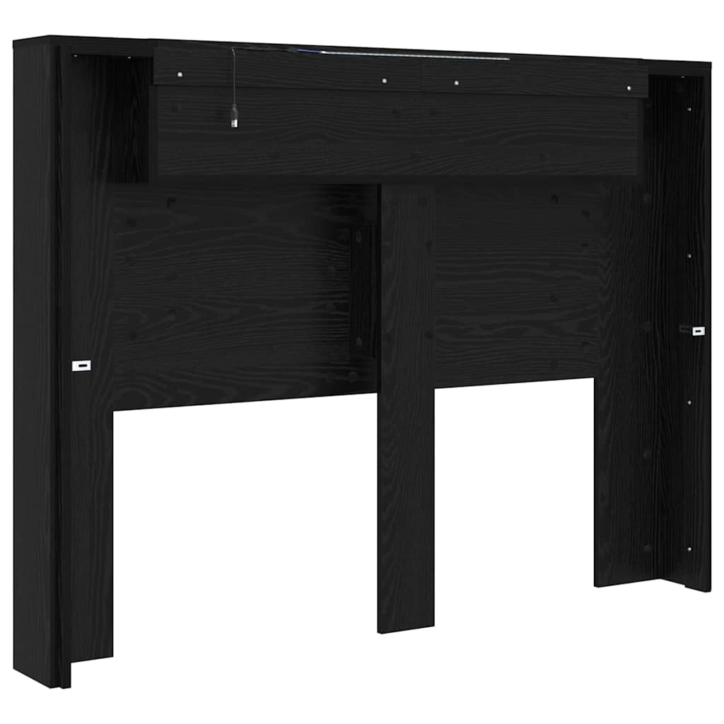 Testiera di stoccaggio con LED Rovere Nero Legno ingegnerizzato