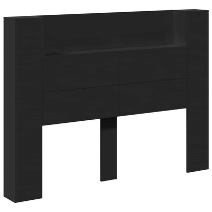 Testiera di stoccaggio con LED Nero Legno ingegnerizzato