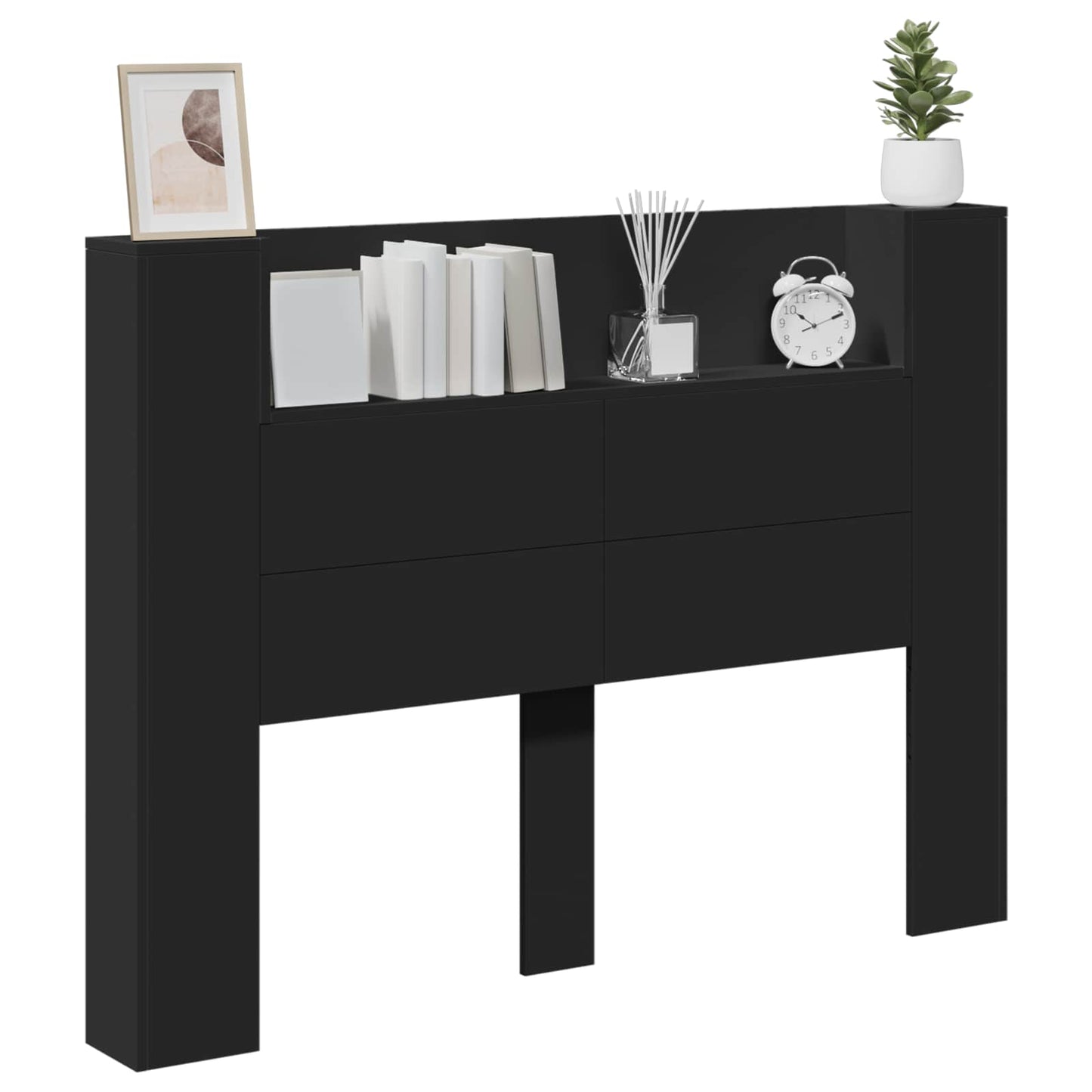Testiera di stoccaggio con LED Nero Legno ingegnerizzato