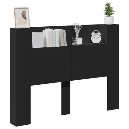 Testiera di stoccaggio con LED Nero Legno ingegnerizzato
