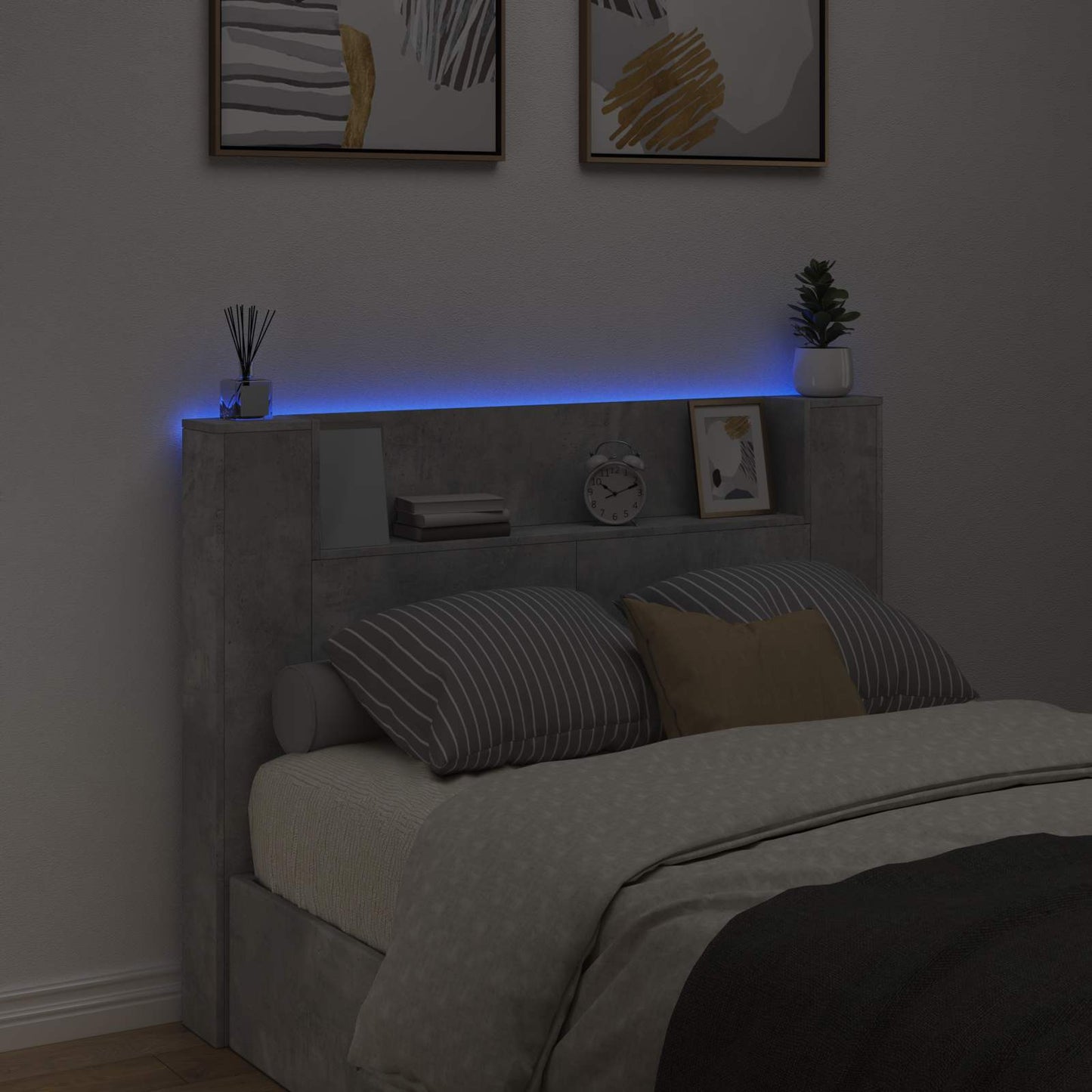 Testiera Grigio cemento 140 x 16,5 x 103,5 cm Legno multistrato