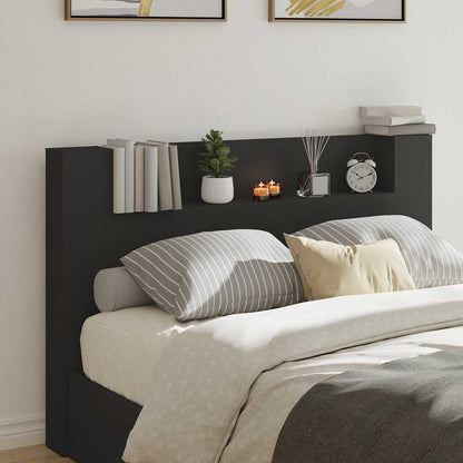 Testiera di stoccaggio con LED Nero Legno ingegnerizzato