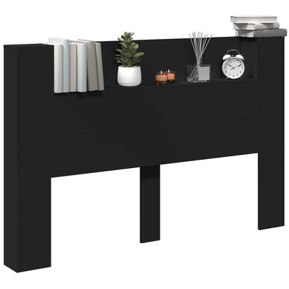 Testiera di stoccaggio con LED Nero Legno ingegnerizzato