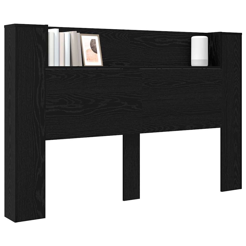 Testiera di stoccaggio con LED Rovere Nero Legno ingegnerizzato
