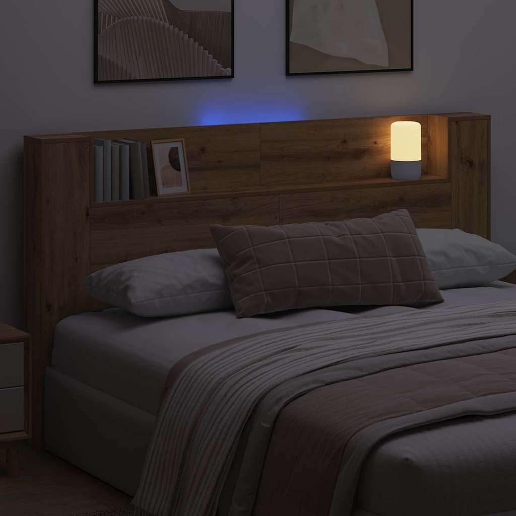 Testiera con lo scaffale Rovere artigianale 180 x 17 x 104,5 cm