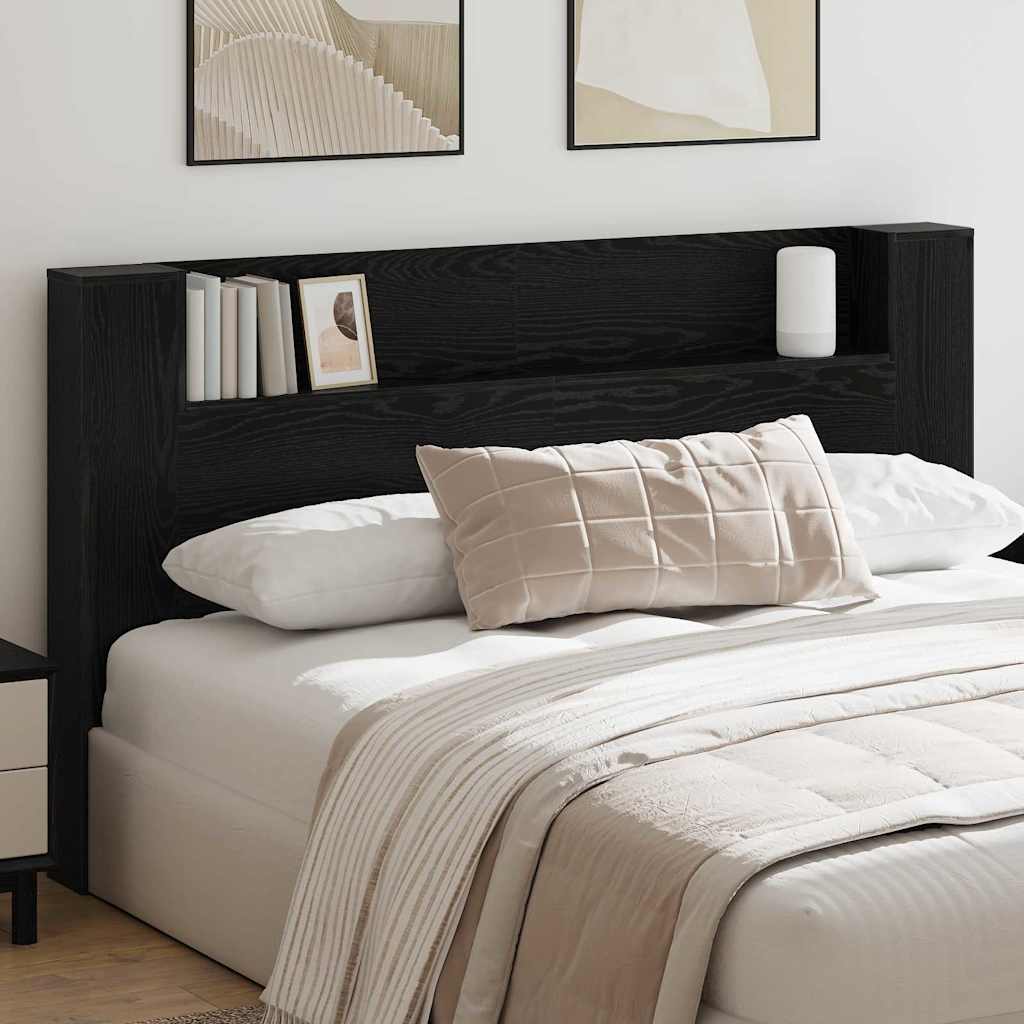 Testiera di stoccaggio con LED Rovere Nero Legno ingegnerizzato