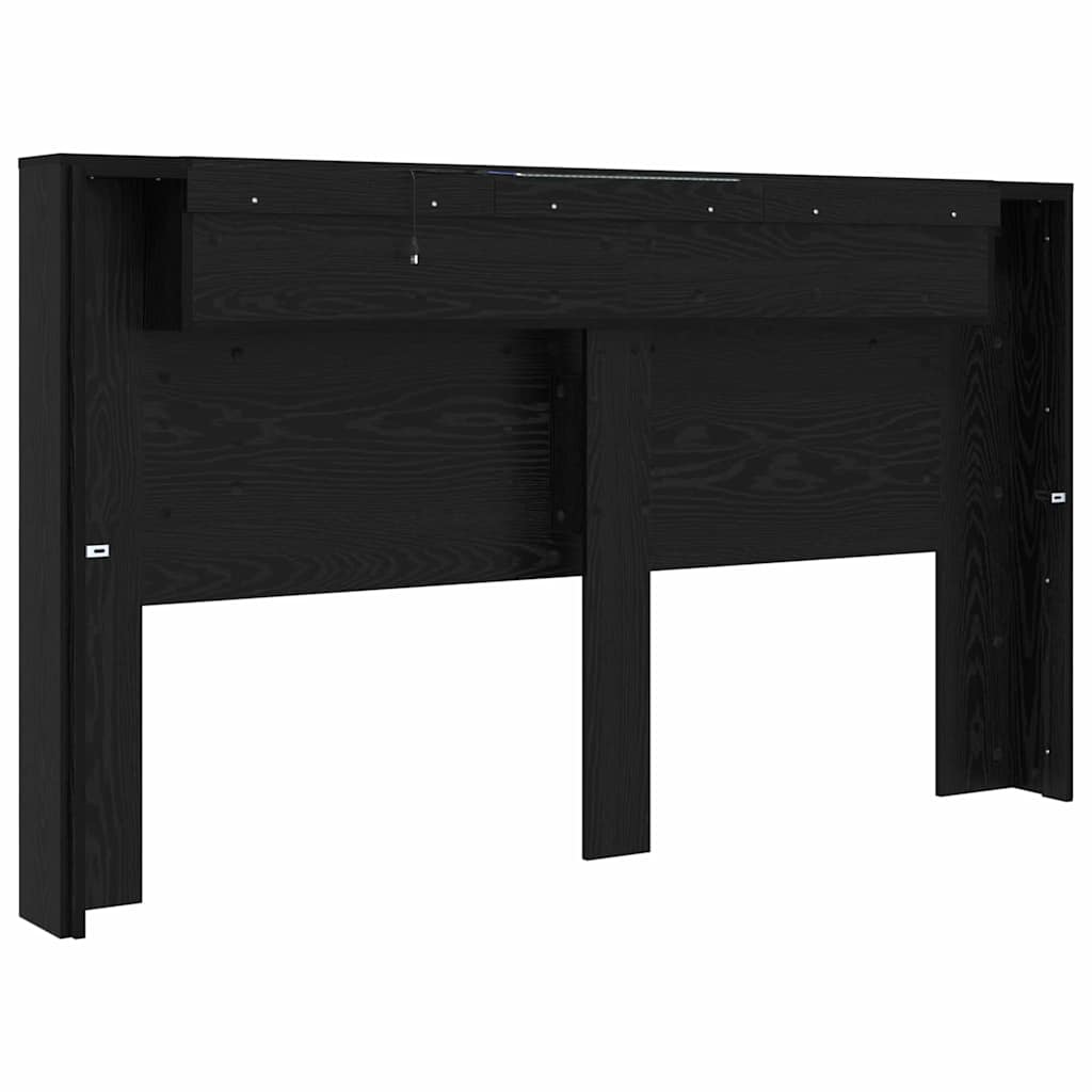 Testiera di stoccaggio con LED Rovere Nero Legno ingegnerizzato
