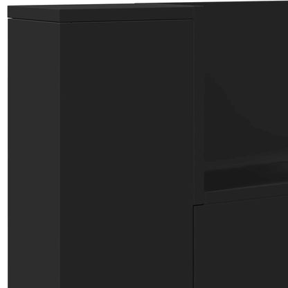 Testiera di stoccaggio con LED Nero Legno ingegnerizzato
