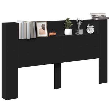 Testiera di stoccaggio con LED Nero Legno ingegnerizzato