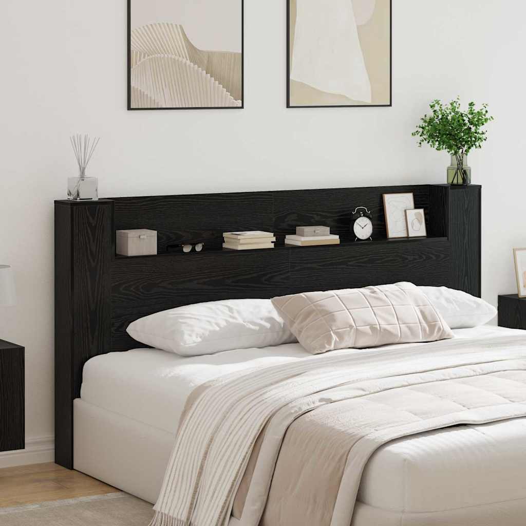 Testiera di stoccaggio con LED Rovere Nero Legno ingegnerizzato