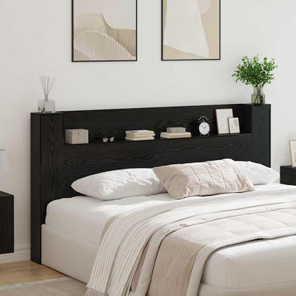 Testiera di stoccaggio con LED Rovere Nero Legno ingegnerizzato